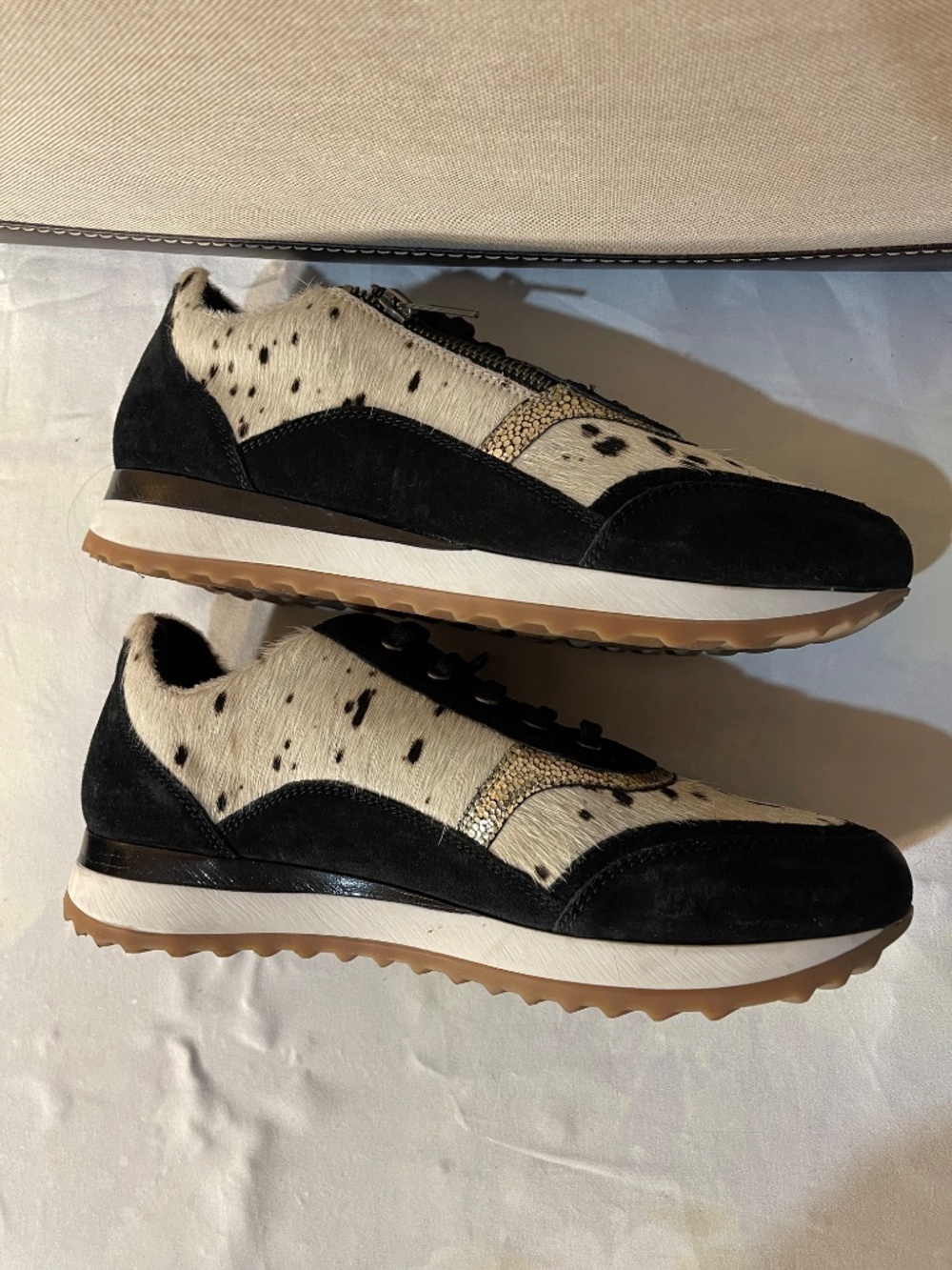 Myra Bag Black and White Spot Pony Hair Sneakers - Picture 5 of 8